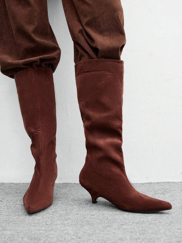 CUCCOO BIZCHIC Women's Fashionable Versatile Commuter Low Heel Knee-High Boots For Christmas