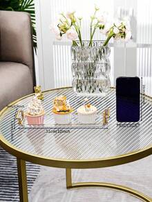 2pcs, Plastic Tray, Household Table Tray, Dim Sum Tray, Candy Simple Tray - Clear - View 5
