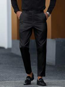 Manfinity Mode Men's Fashionable Versatile Solid Color Suit Pants - Black - View 6