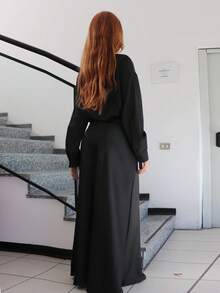 SILVIA DI SANTO Women Black Satin A-Line Skirt Women Skirts Long, Elegant Skirt - Black - View 2