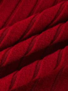 Elladie kids 少女纯色连衣裙，秋冬季，时尚设计，仿毛皮袖口，长袖，罗纹针织面料，立领，适合少女穿着，优雅温柔，百搭，适合日常穿着、活动、度假、摄影、节日、圣诞节、派对等场合。 - 酒紅色 - 查看 6