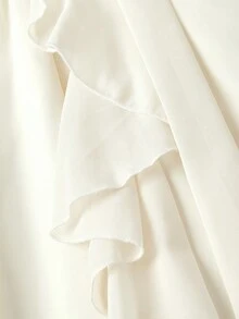 SHEIN MOD 杏色荷叶边灯笼袖女士长款连衣裙，秋季女装 - 杏色 - 查看 8