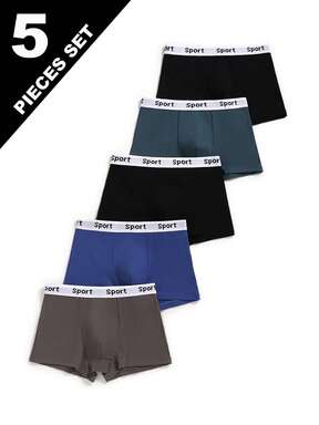5 st/pack tonårsunderkläder för pojkar, grafiskt midjeband, sporttrosor, året runt