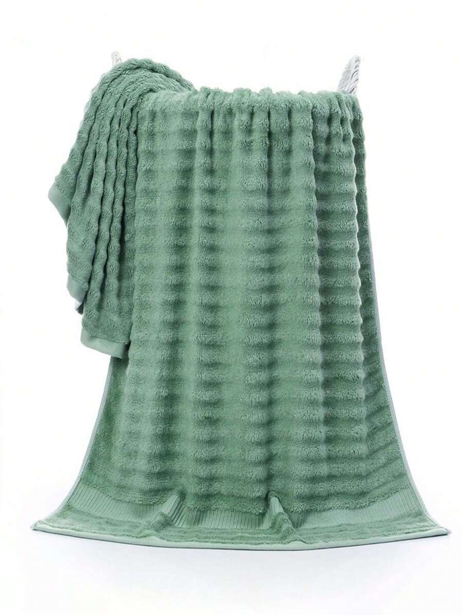 1pc Bamboo Cellulose Wave Patterned Bath Towel, Thick And Soft, Strong Water Absorption, Quick Drying, No Shedding, Multi-Purpose Universal Bath Towel Size 70 * 140cm - Green - View 1