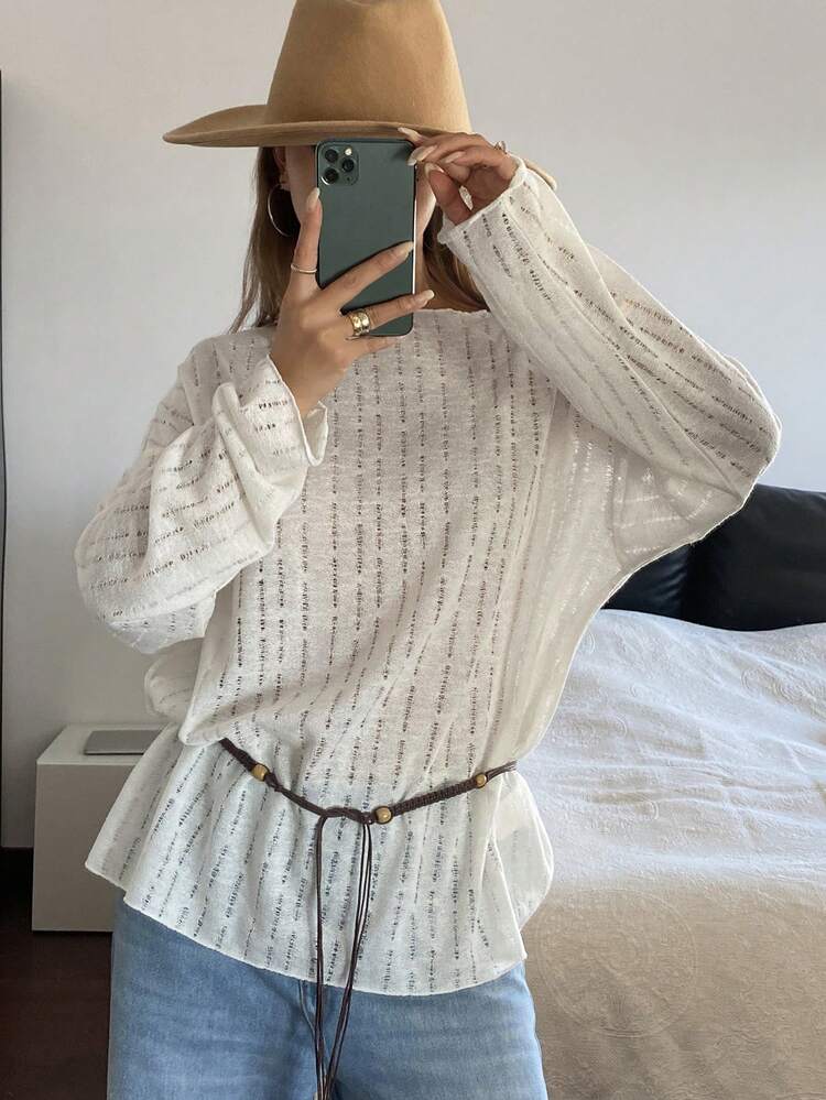 Women's Striped Boat Neck Casual Versatile Long Sleeve T-Shirt, Suitable For Commuting And Vacation