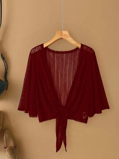 Linhara معطف شبكي شفاف مطرز بالدانتيل للنساء ذوات الحجم الكبير لارتداء على الشاطئ