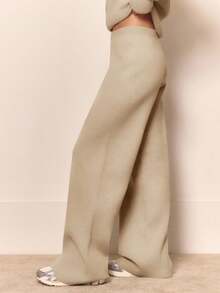 MUSERA Pantalones rectos de punto, solo Bottom, ropa de estar en casa de invierno, cómoda, de trabajo, linda, elegante, casual, chic, pantalones de chándal de primavera - Albaricoque - Ver 3