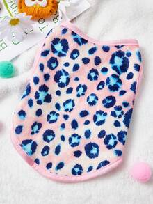 PETSIN 1件蓝色花朵印花宠物背心粉色秋冬加厚法兰绒保暖宠物服装 - 粉色 - 查看 2