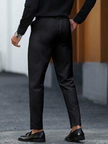 Manfinity Mode Men's Fashionable Versatile Solid Color Suit Pants - Black - View 2