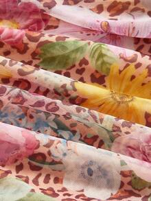 ROMWE J-Fashion 女士芙蓉花豹纹性感吊带背心，度假风 - 彩色 - 查看 3