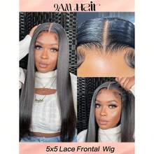 TrueHD 5x5 高清蕾丝前假发 真人发直发蕾丝前假发 预拔 180 密度自然黑直发假发 5x5 高清蕾丝前假发 女士 - SNatural - 查看 13