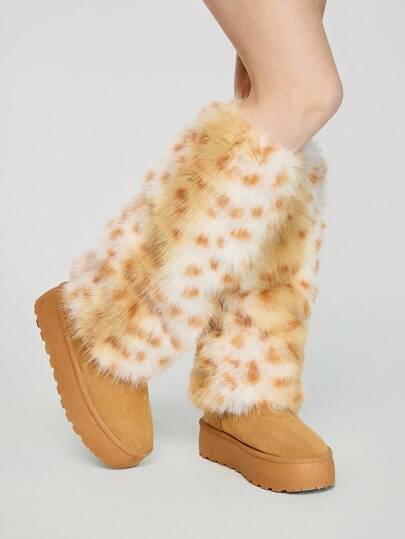 Fairycore 1 Paar braune Y2K-Chic Retro Kuschelig Leoparden Muster Sexy Beinstulpen, geeignet für College, Lässig Wear, Weihnachten, Herbst/Winter Wärmeartikel