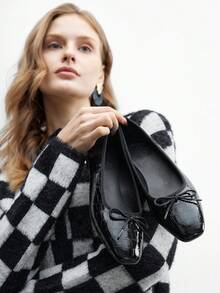 CUCCOO BIZCHIC 女士休闲百搭简约通勤平底鞋，饰有蝴蝶结 - 黑色 - 查看 5