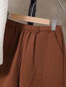 2pcs/Set Teenage Boys Casual Contrast Color Patchwork Textured Fabric Polo Shirt & Brown Shorts Set, Suitable For Daily Commute & Leisure Wear