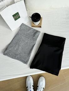 Comfortcana 大碼2入組寬腰帶騎行褲