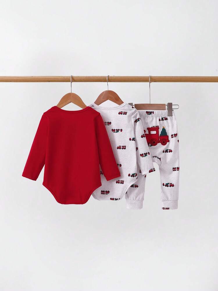 Long Sleeve Bodysuit With Train Print Joggers