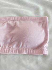 Teen Girl Simple Solid Color Comfortable Bandeau Bra Strapless Bra For Teens Cute Tube Tops Strapless Bra With Padding Tube Top Set Strapless Bandeau Bra