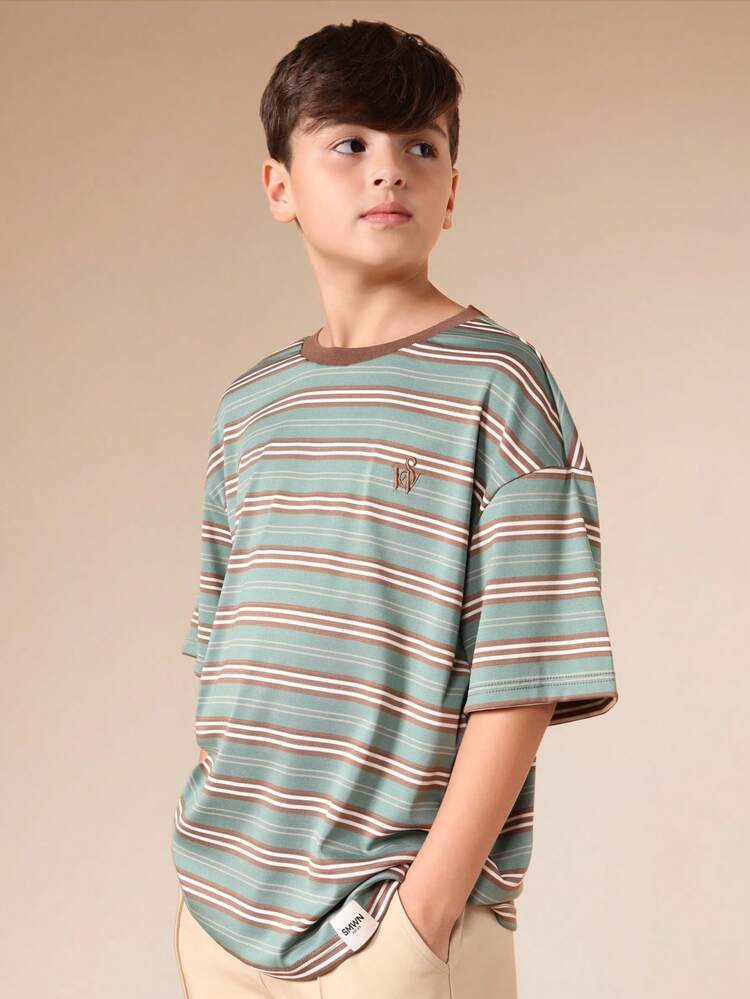 Oversized Striped Crew Neck T-Shirt With Horizontal Stripes