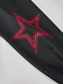 SHEIN ChillGRL 2pcs/Set Teen Girls V-Neck Letter Print Hoodie Sweatshirt And Cargo Pants Casual Outfit - Black - View 4