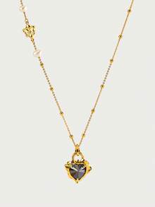 Glisma 新款海洋之心串珠项链，寓意繁荣与好运，适合各种场合，哥特/复古风，串珠，西式珠宝，金属质感，宝石，秋冬款，送给妈妈/女士/女孩/母亲，高档，复古，十字架 - 金色 - 查看 4