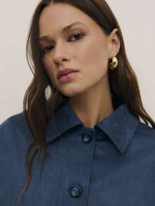 Nöista Oversized Button-Front Jacket With Classic Collar And Relaxed Silhouette. Soft-Touch Fabric Designed For Layering, Ideal For Spring Looks, Casual Outfits And Transitional Spring Weather. - Royal Blue - View 7