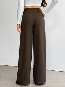 SHEIN Tall Women's Brown Pants, Suitable For Spring/Summer, Daily Wear, Commuting - Coffee Brown - View 2