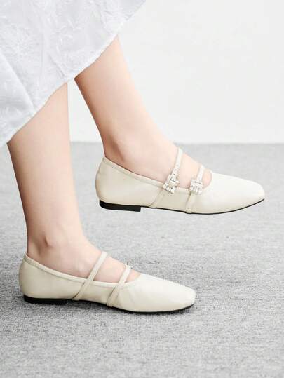 CUCCOO BIZCHIC 女士休闲百搭简约水钻搭扣平底鞋