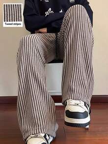 Claim Dot Men's Brown Striped Drawstring Waist Pockets Casual Straight Leg Pants Men Wide Leg Pants Mens Knit Pants Men Pajama Pant Pinstripe Pants Men Loose Fit Pants Old Money,Daily Leisure, Weekend Trips, Outdoor Activities, Travel Expeditions, Relaxed Work Environments Or Semi-Formal Occasions, Boyfriend/Husband Gift, Anniversary /Birthday Gift Party Summer Vacation Holiday New Years Wedding Valentine's Day