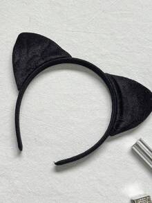 Fantasy Costume 5件套万圣节领结领子、心形绒球、猫耳镂空性感服装套装 - 黑與白 - 查看 3