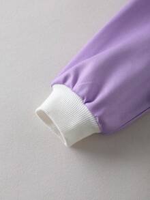 Mr Men Little Miss X SHEIN Young Girl Casual Everyday Commute Funny Cute Cartoon Slogan Graphic Colorblock Sweatshirt, Autumn/Spring - Multicolor - View 4