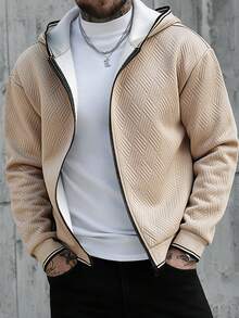 Manfinity CasualCool Męska bluza z kapturem z teksturowanego materiału - Morela - Zobacz 5