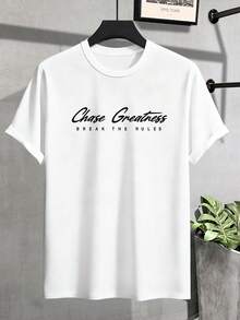 Manfinity Homme 男士标语印花圆领短袖休闲百搭T恤 - 白色 - 查看 5