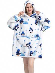 1 Stück dicke Flanell Kapuzen TV Decke, ultra weiche umkehrbare Sherpa Woll Tragbare Decke, Oversized langärmelige Wolldecken Jumpsuit, Flanell Pyjama, TV Decke, Decke, TV Decke, Outdoor kältebeständige Kapuzen Heim Kleidung Decke (Paar/Heim Kleidung), warme Winter Paar Taschen Schlafdecke, Neujahrgeschenke