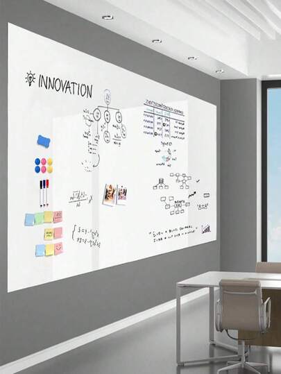 قطعة واحدة من ورق لوحة جافة ممغنطة، ورق جدار لوحة بيضاء ناعمة، ملصق جداري، 40 * 60 سم / 15.7 * 23.6 بوصة، 45 * 100 سم / 17.7 * 39.3 بوصة، 60 * 120 سم (23.6 * 47.2 بوصة)، 75 * 120 سم (29.5 * 47.2 بوصة) ملصق جرافيتي، مناسب للعمل من المنزل، للبالغين للاستخدام المكتبي/التعليمي