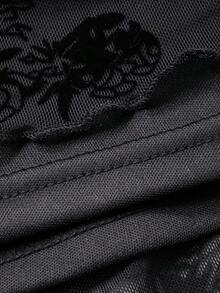 DAZY Elegant Black Frill Trim Waist Midi Dress, Suitable For New Year, Christmas, Wedding, Party, Formal Occasions, Spring/Autumn/Winter - Black - View 3
