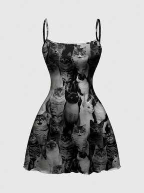 Anime Sexy Cute Allover Print Mini Dress For Women