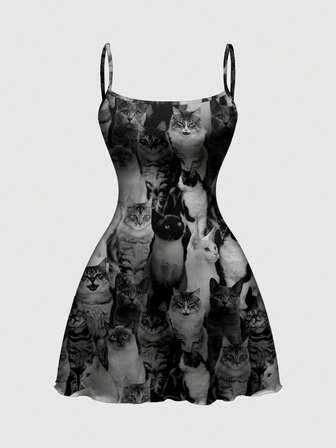 Anime Robe mini imprimée sexy et mignonne pour femmes