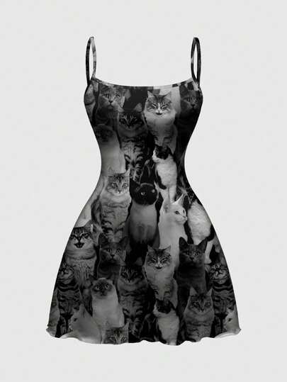 Anime Sexy Cute Allover Print Mini Dress For Women