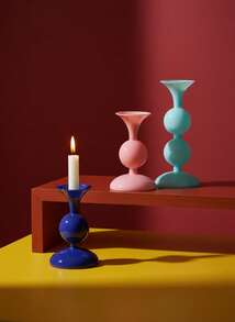 Joivida 1 Stück hochwertige und stimmungsvolle, retrofranzösische römische Säulen-Glaskerzenhalter, einfaches und modernes Gefäß, Zweifachnutzung, robuste Glasstruktur, geeignet für Heimdekoration, Hochzeit, Party und Tischmitte, Valentinstag, Ramadan-Fest - Verschiedenfarbig - Übersicht 4