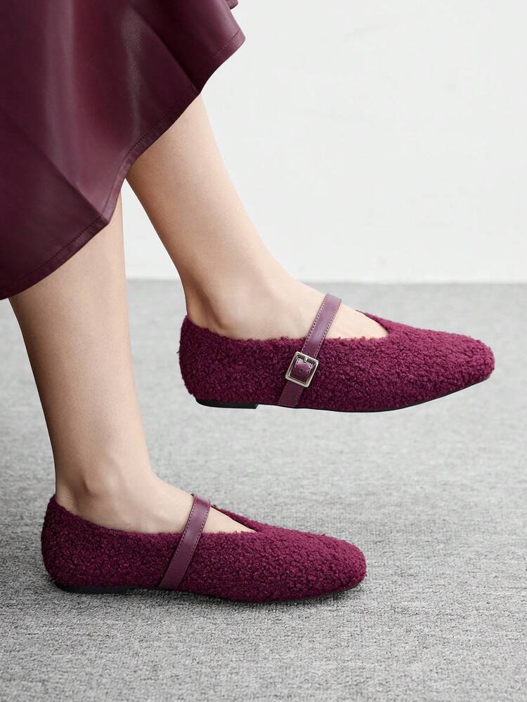 CUCCOO BIZCHIC Women Casual Versatile Minimalist Commuting Solid Color Buckle Flats For Christmas