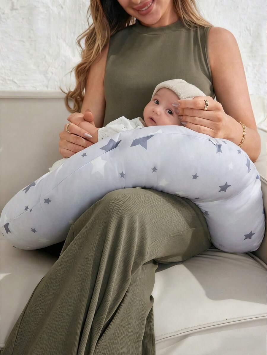 Cozy Pixies 1 件装 柔软舒适 灰色星形哺乳枕 适合孕妇和婴儿