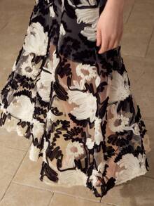 MOTF PREMIUM WOMEN'S MESH PATCHWORK FLORAL PATTERN DRESS, SUITABLE FOR COCKTAIL PARTY AND DATE