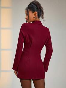 EURMUSE Women's Casual Business Slim Fit Long Sleeve Blazer - Burgundy - View 2