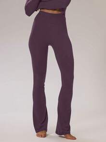 Musera Sport Sport Brushed Fitted Flared Yoga Pants Winter Active Sport Gym Workout Lounge - Purple - View 3