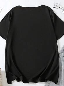 Nuevos jerseys de punto y camisetas de manga corta para mujer con ajuste ceñido, estampado de pato, de uso casual y deportivo - Negro - Ver 2