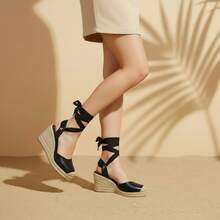 Plataforma Yute Sandalias Alpargatas Casual Layla Premium - Negro - Ver 4