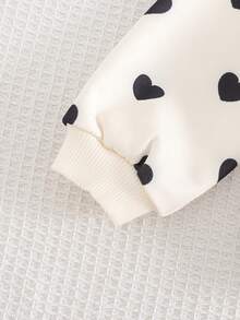 Cozy Pixies Baby Girl Heart Pattern Valentine's Day Love Heart Knitted Soft Round Neck Long Sleeve Pullover Sweatshirt, Comfortable Versatile Fashionable Casual Cute Basic Style, Suitable For Autumn/Winter Indoor, Outdoor Leisure, Skiing, Back To School, Daily Wear, Sports, Play, Party