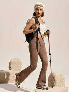 Exploreva 女士纯色高腰户外裤 - 卡其色 - 查看 3