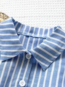 SHEIN Playful Pals 休闲条纹无袖收腰女婴连衣裙 - 彩色 - 查看 4