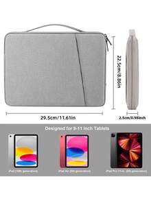 Tablet Sleeve Case / IPad Carrying Case Compatible With IPad , Kindle , Compatible With Samsung Galaxy And Android Tablets , Waterproof With Handle And Front Pocket(Light Grey) - Light Grey - View 4